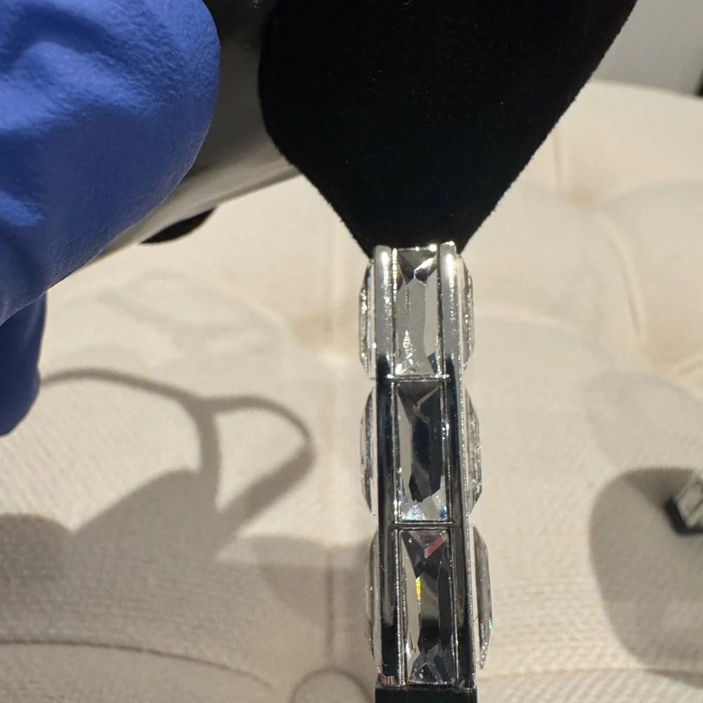 (SOLD) Gucci Black Suede Crystal-Heel Sandals – Size 38.5 - Picture 8 of 10